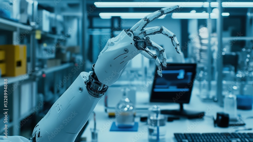 Aufkleber a futuristic laboratory where engineers and doctors collaborate to develop a hyper-advanced 3d-print