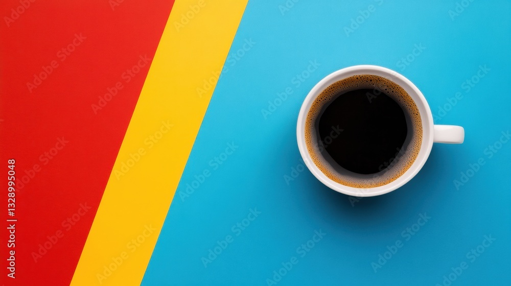 Aufkleber vibrant minimalist coffee break pop art-inspired workspace design with bold color blocking for creat