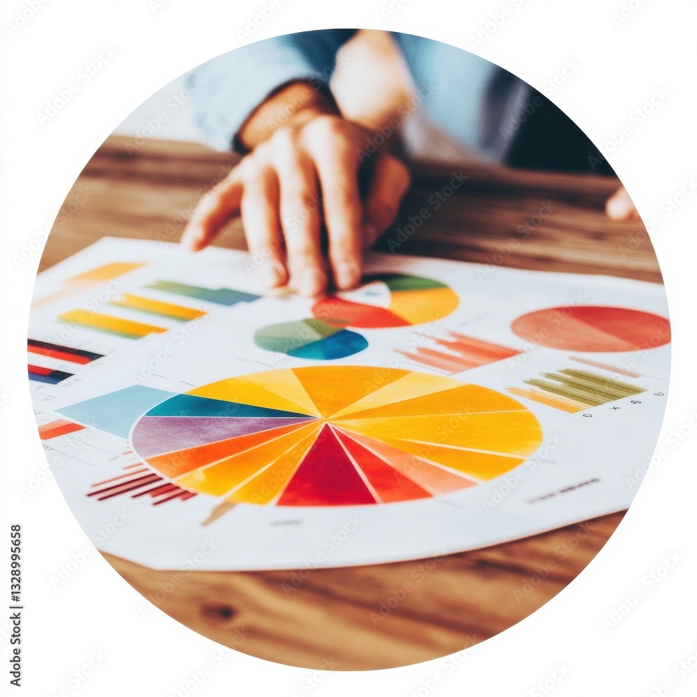 Aufkleber Vibrant Data Visualization Dynamic Business Analytics Driving Strategic Insights with Colorful Circular Infographics for Innovative Team Collaboration