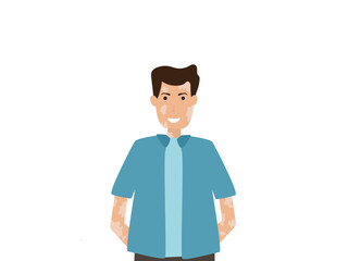 Portrait of a happy young man with vitiligo. Close up of man with skin disorder. male character with vitiligo. Vector illustration on isolated background.