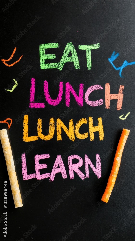 Aufkleber vibrant educational experience playful chalk typography inspiring interactive learning, mindful nutr