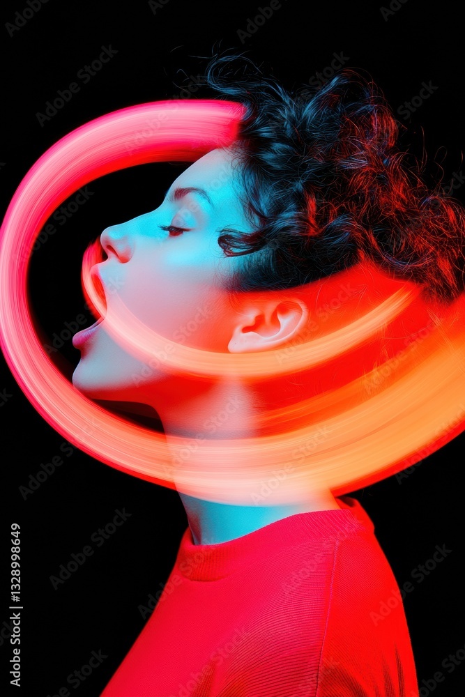 Poster vibrant digital expression gen z emotional fluidity in dynamic neon chromatic portrait - immersive v