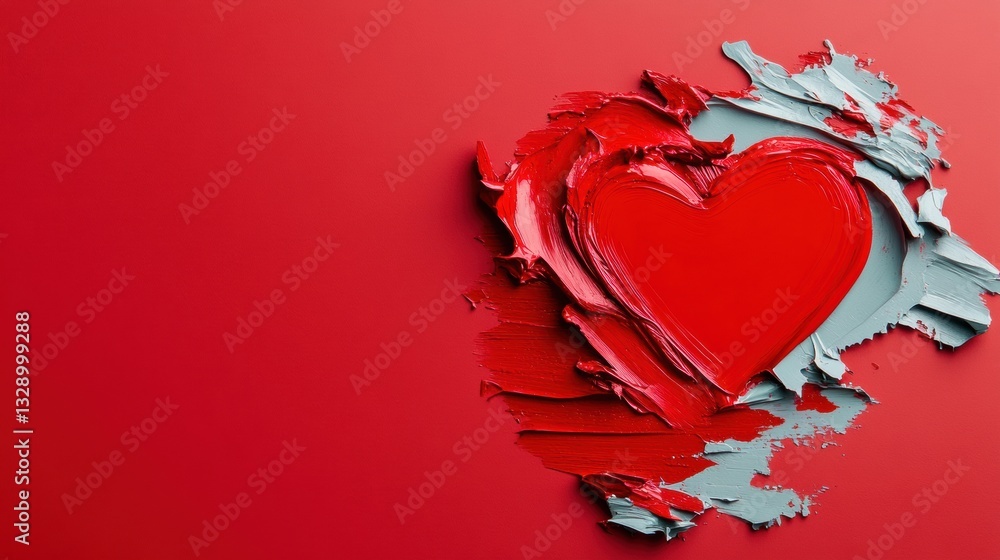 Poster emotional resilience art bold red heart transforming through layered texture - powerful mental healt