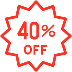 40 percent off discount label icon
