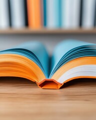 Fototapeta premium Mindful Learning Aesthetics Vibrant Open Book with Gradient Pages - Inspirational Education Design for Digital Knowledge Seekers