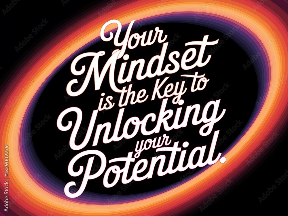 Poster your mindset is the key to unlocking your potential. typography and colorful background motivational