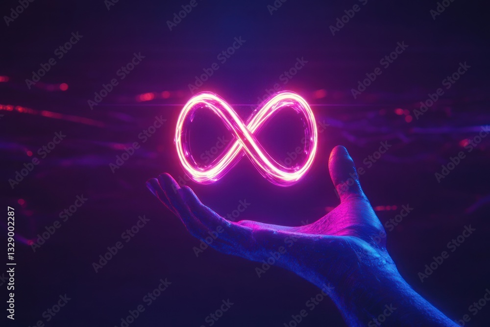 Aufkleber Futuristic Technology Digital Connection Infinite Loop Virtual Reality Cyberpunk Hologram Background Innovation Simulation