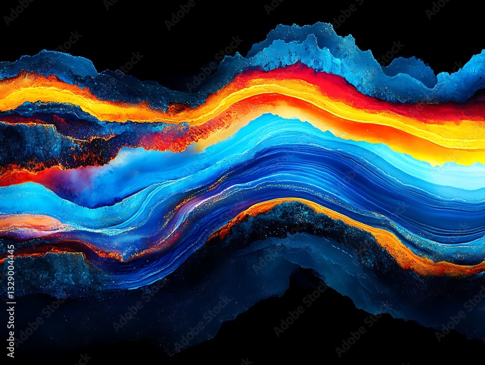 Poster abstract geological strata background with vibrant colors and fluid patterns