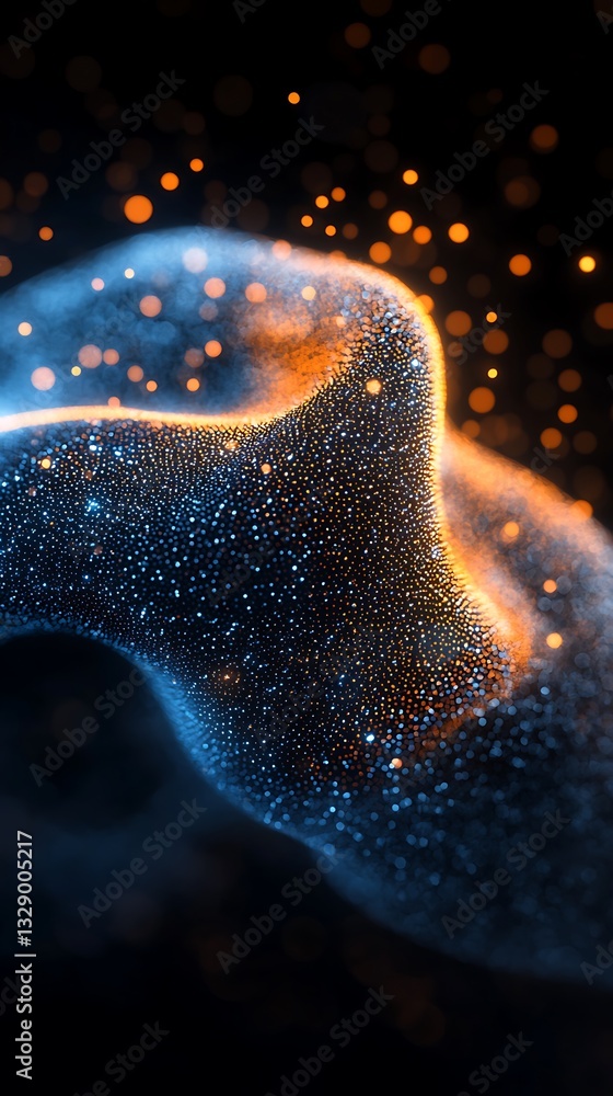 Aufkleber abstract glowing particles forming a dynamic flow on a dark background