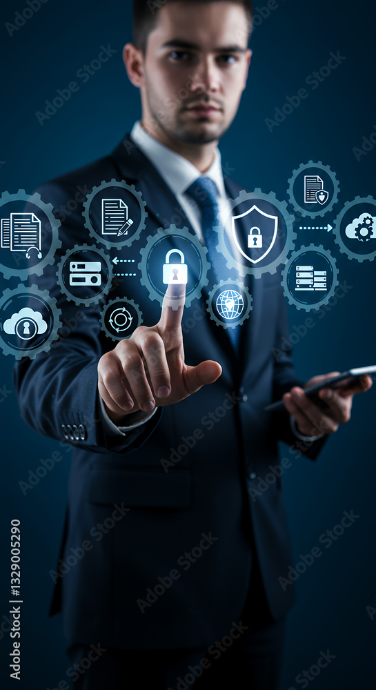 Poster cybersecurity pro: protecting your data with cutting-edge tech | business security, privacy & data g