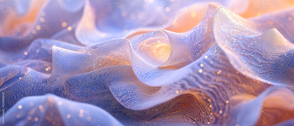 Poster dreamy periwinkle elegance, a mesmerizing blend of shimmering particles and soft bokeh, featuring de