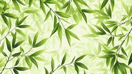 A vibrant display of green bamboo leaves against a soft, light background, creating a fresh and natural ambiance.