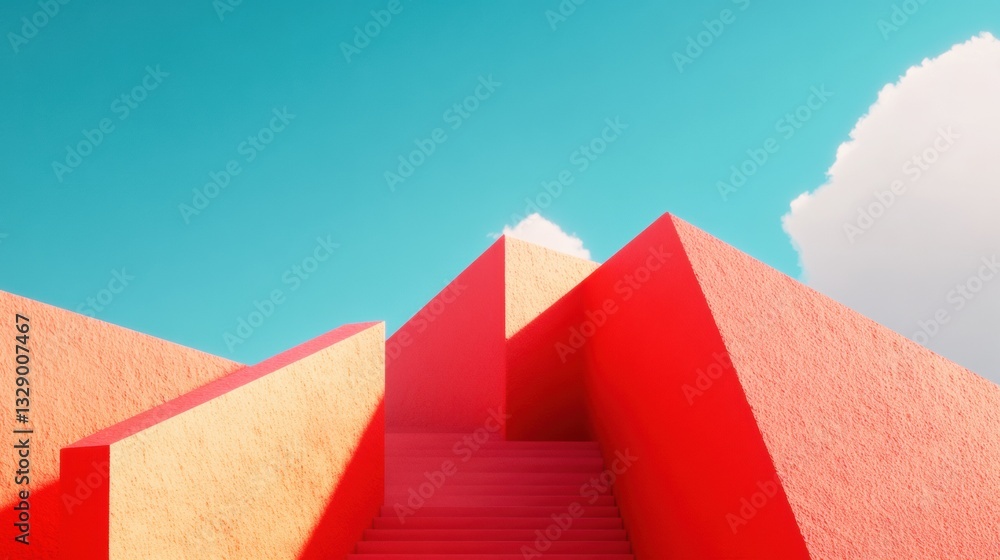 Poster Minimalist Digital Architecture Vibrant Geometric Structures Redefining Urban Design - Innovative AR Visualization for Futuristic Creative Industries