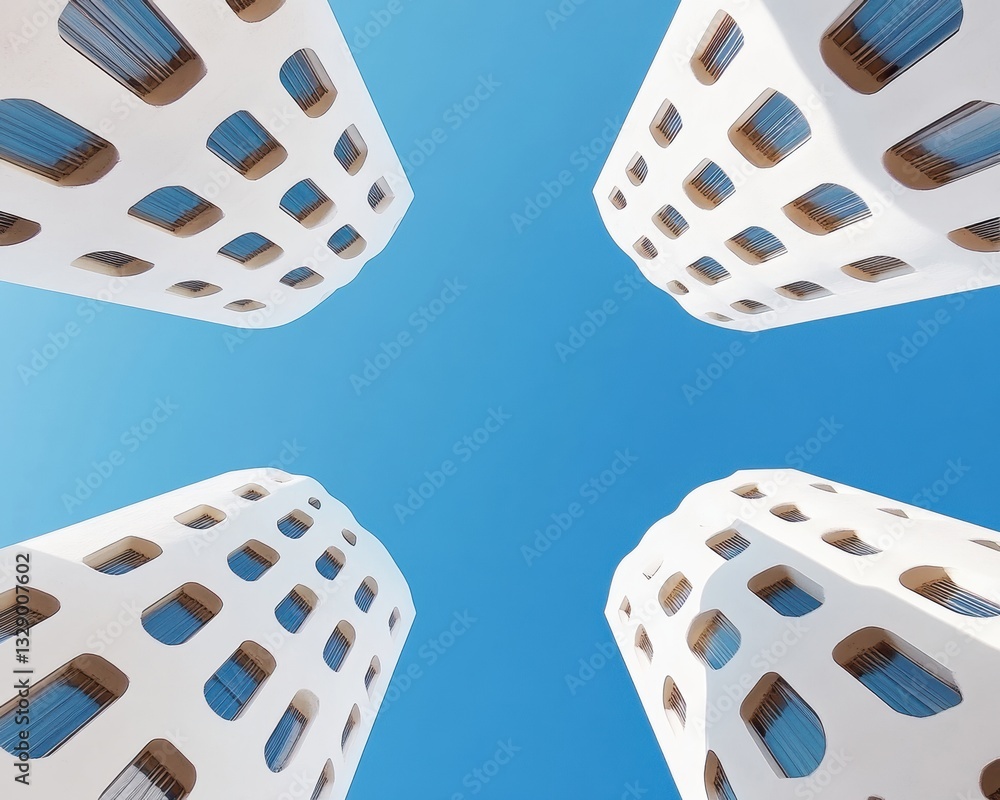 Poster Architectural Minimalism Meets Risk Analytics Dynamic Geometric Facades Visualizing Investment Complexity in Futuristic Urban Design Perspective
