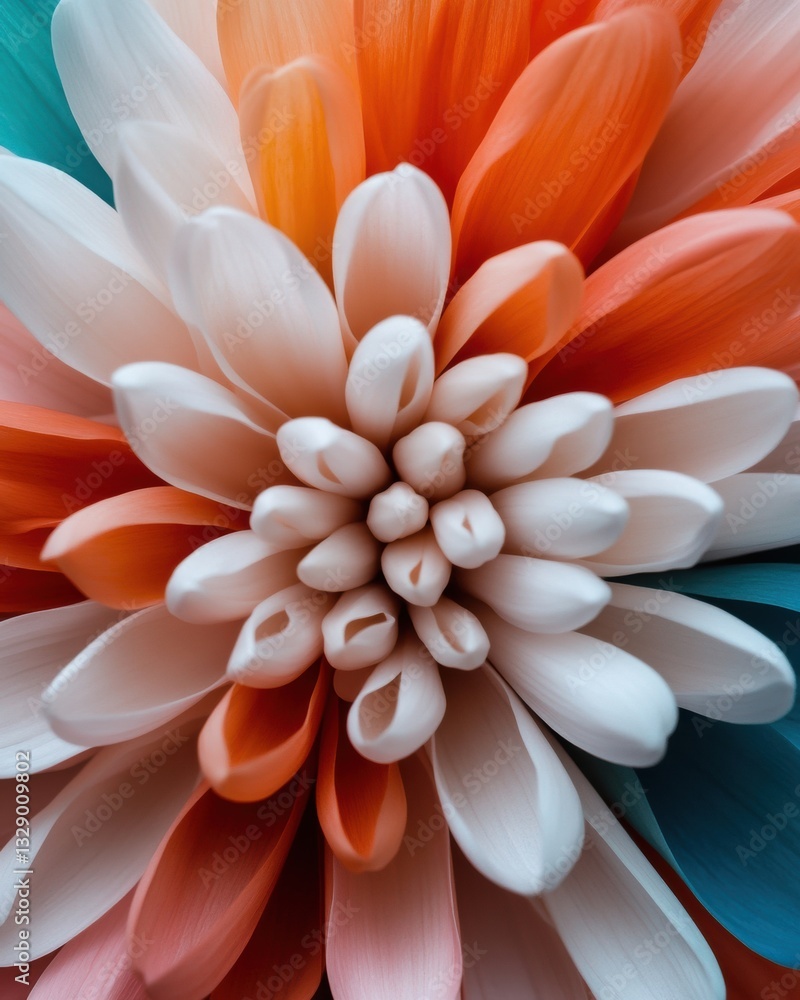 Poster ethereal botanical macro serene gradient dahlia in soft coral and teal - mindful nature for wellness