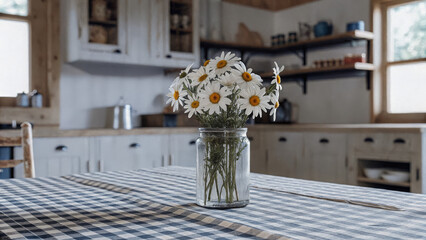 Charming Daisy Bouquet in Mason Jar for a Cozy Farmhouse Kitchen Vibe

