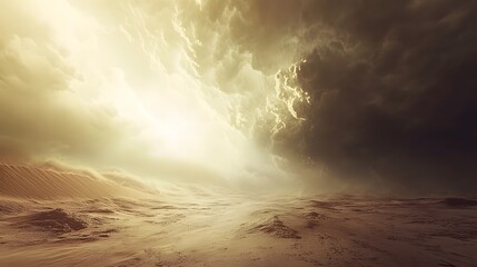 Fototapeta premium A desert storm forming over an endless dune landscape, dramatic light and shadows