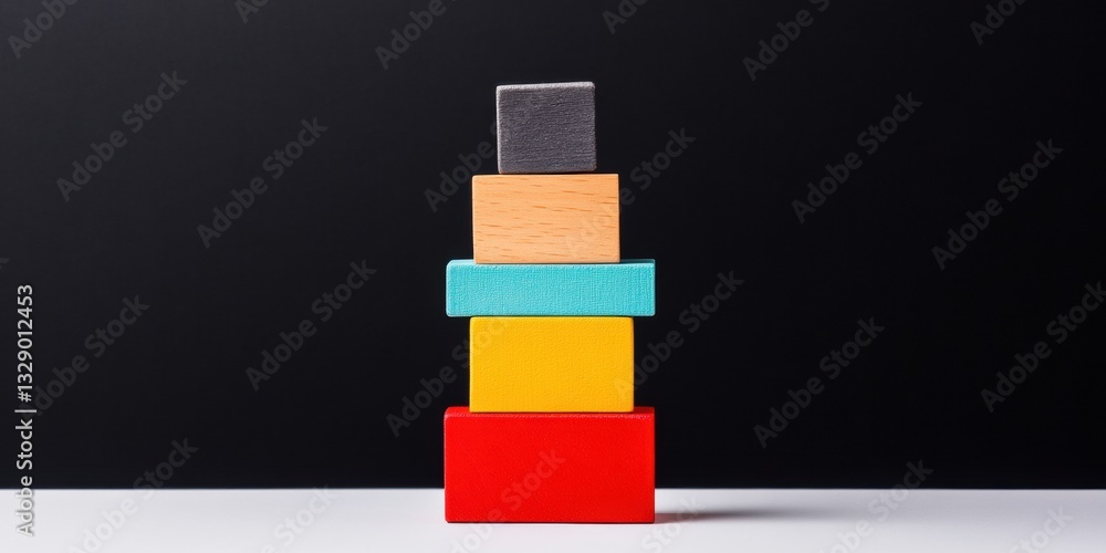 Aufkleber minimalist corporate hierarchy visualization geometric stacked blocks representing organizational st