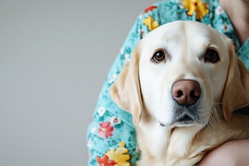 Compassionate Wellness Companion Therapeutic Labrador in Soft Floral Embrace - Mental Health Support and Emotional Resilience for Modern Living