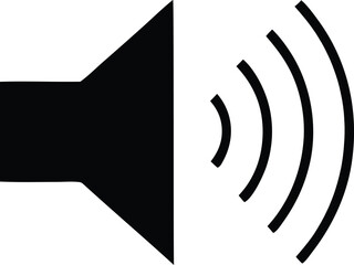 Black speaker volume icon, sound waves audio symbol, vector 