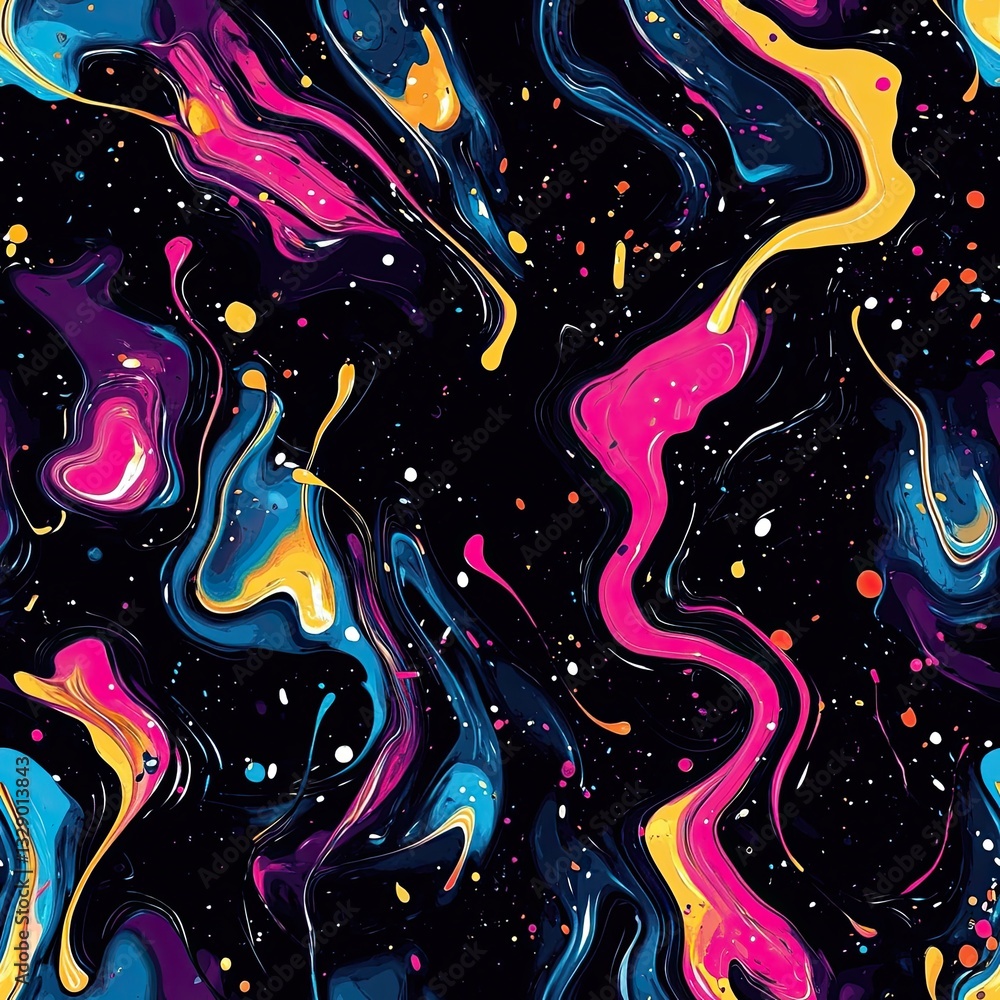Aufkleber fluid seamless pattern dynamic spatter motion design layout