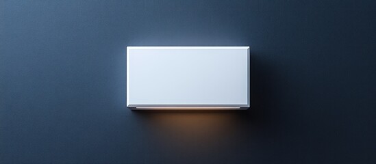 A white rectangular modern wall lamp with illuminated light