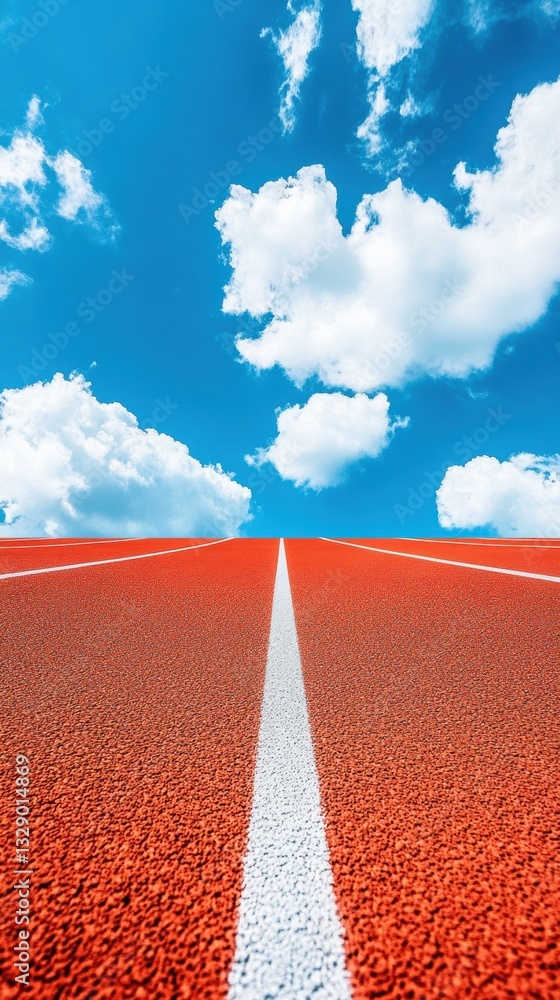 Aufkleber Next-Gen Athletic Performance Visualization Dynamic High-Resolution Track Field Perspective with Minimalist Sky Horizon - Inspiring Wellness and Peak Performance Content