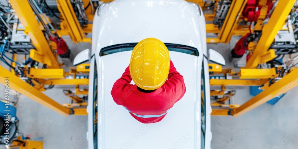 Poster smart manufacturing revolution precision automotive assembly with ai-driven robotics, showcasing nex