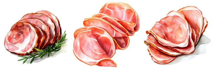 Slices of Delicious Meats with Fresh Herbs on a Transparent Background