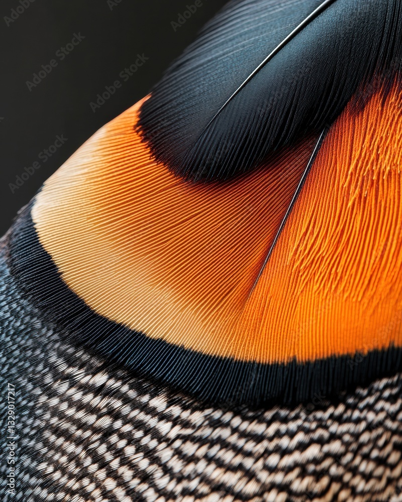 Poster neuro-organic design iridescent peacock feather macro texture - biomimetic visual innovation for hig