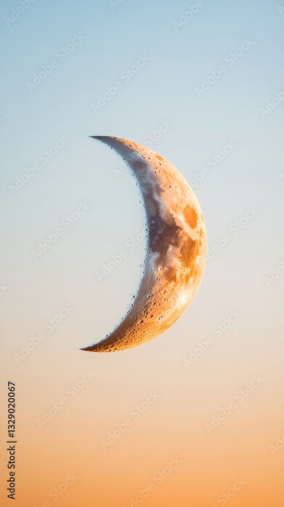 Poster celestial minimalism crescent moon gradient exploration - ethereal astronomical design for mindful t
