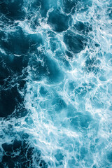 Fototapeta premium Pure Blue Turquoise Ocean Water Texture with Waves and Foam