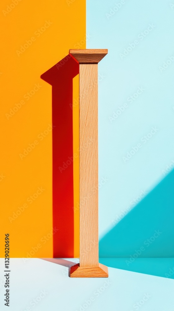 Leinwandbilder minimalist time management art geometric wooden hourglass in bold color block design - productivity 