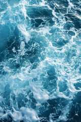 Fototapeta premium Pure Blue Turquoise Ocean Water Texture with Waves and Foam