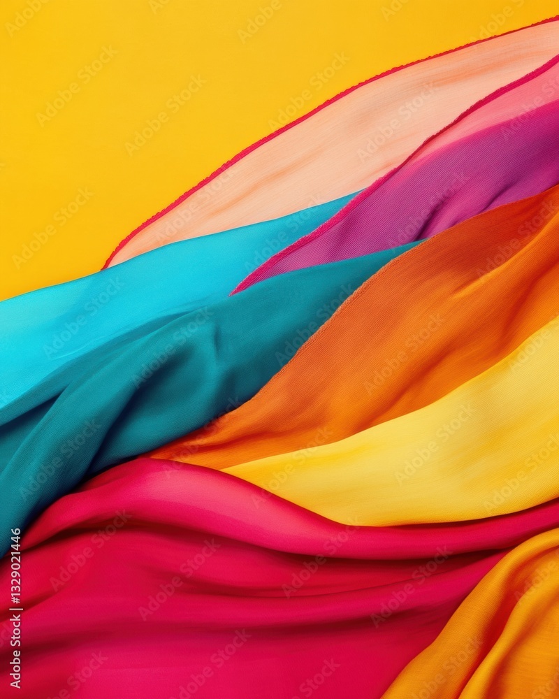 Aufkleber chromatic fluidity vibrant textile design showcasing global color trend in soft fabric flow - contem