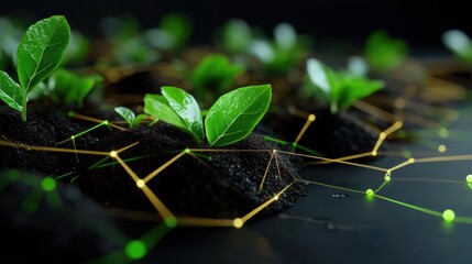 Cybernetic Ecosystem Futuristic Urban Agriculture Visualization with Interconnected Green Networks - Smart Sustainability Innovation for Climate Resilience