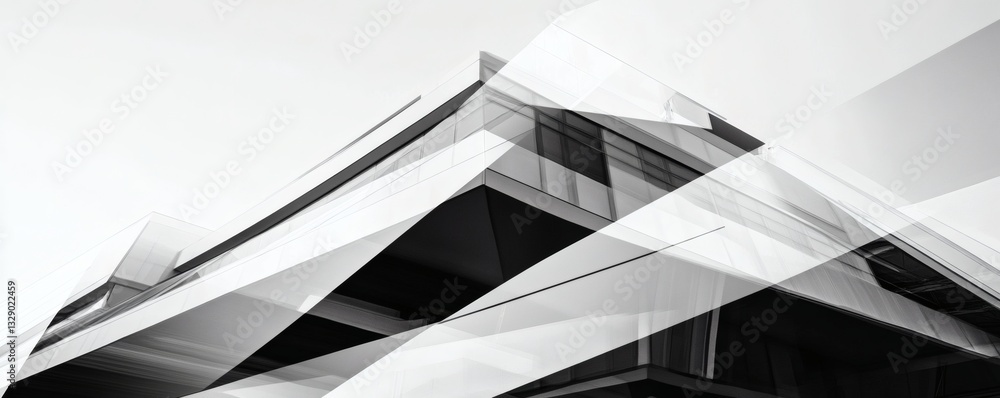 Poster an abstract artistic representation of a modern architectural building