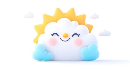 3d cartoon weather icons, 3d rendering soft shapes, different weather conditions