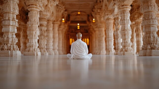Serene Mindfulness Journey Jain Spiritual Meditation in Ancient Temple Architecture - Mahavir Jayanti Wellness Retreat for Conscious Living and Cultural Immersion