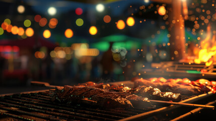 Obraz premium meat on a barbecue during a party