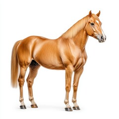 Obraz premium Muscular Palomino Horse on White Background