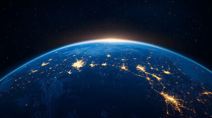 Obraz premium Beautiful view of Earth's sunrise from space, Earth planet in deep space