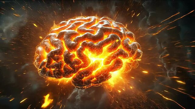 Creativity concept with a brain exploding in colors. Mind blown concept