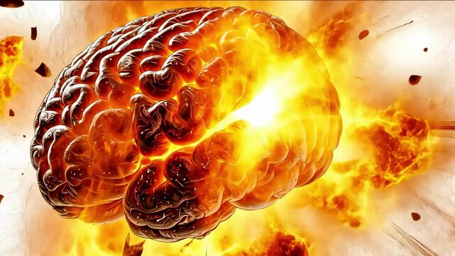 Creativity concept with a brain exploding in colors. Mind blown concept