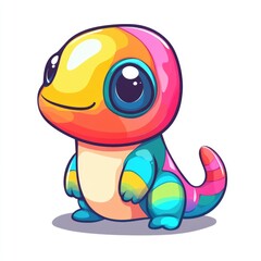 Obraz premium A colorful cartoon reptile character with big friendly eyes