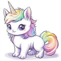 A Cute Mythical Creature Displaying Rainbow Colored Mane And Tail