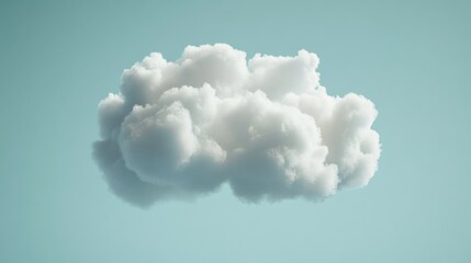 Single fluffy white cumulus cloud isolated on a light blue background.