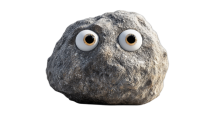 Unique rock with large eyes displays personality