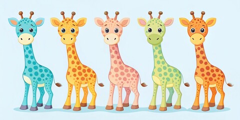 Fototapeta premium Cartoon Giraffe Drawings for Kids