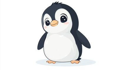 Obraz premium Cute cartoon Penguin, wild animal baby penguin, wild nature little penguin.